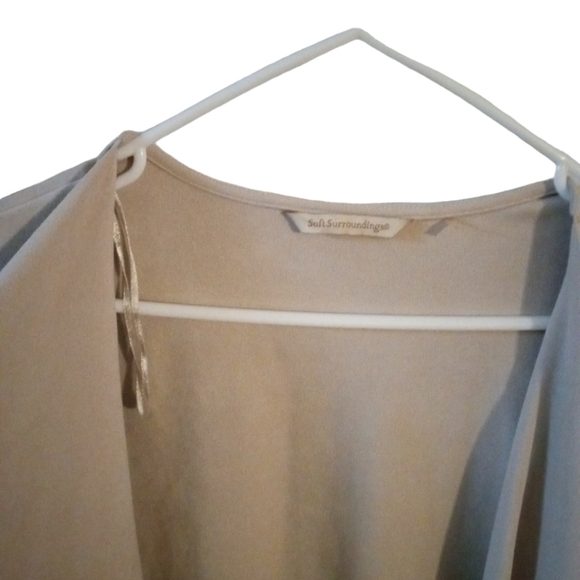 Soft Surroundings Camel Open Cardigan Soft Faux Suede BoHo Hippie Minimalist L - Picture 4 of 10